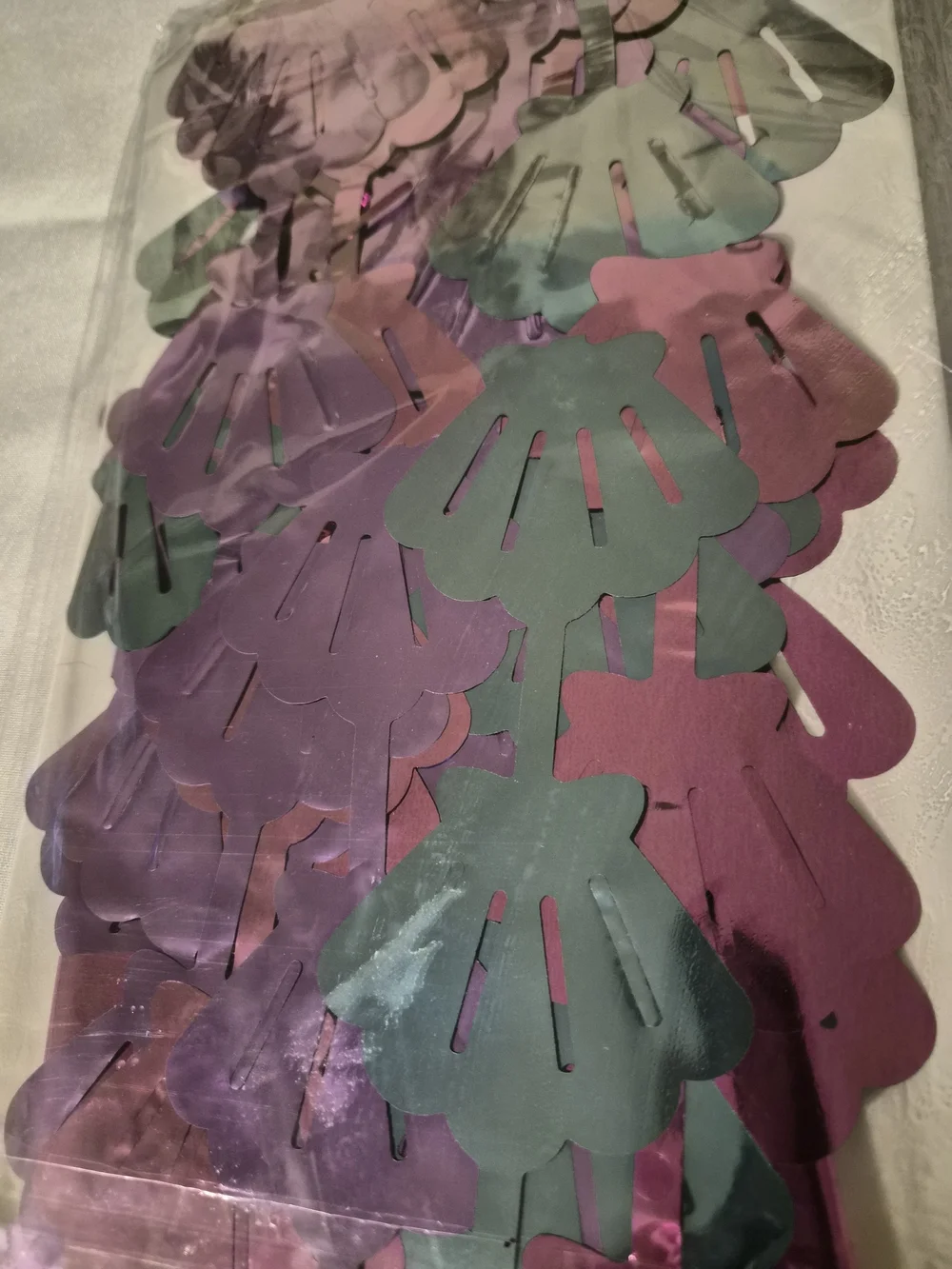 Mermaid Iridescent Shell Shape  Confetti Garland - Purple & Teal